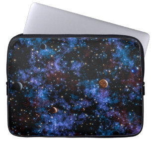 Capa Para Notebook Galáxias, estrelas e planetas coloridos à noite