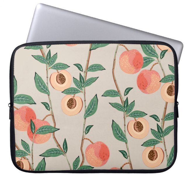 Capa Para Notebook Galhos de árvores de pêssego com folhas e frutas e (Frente)