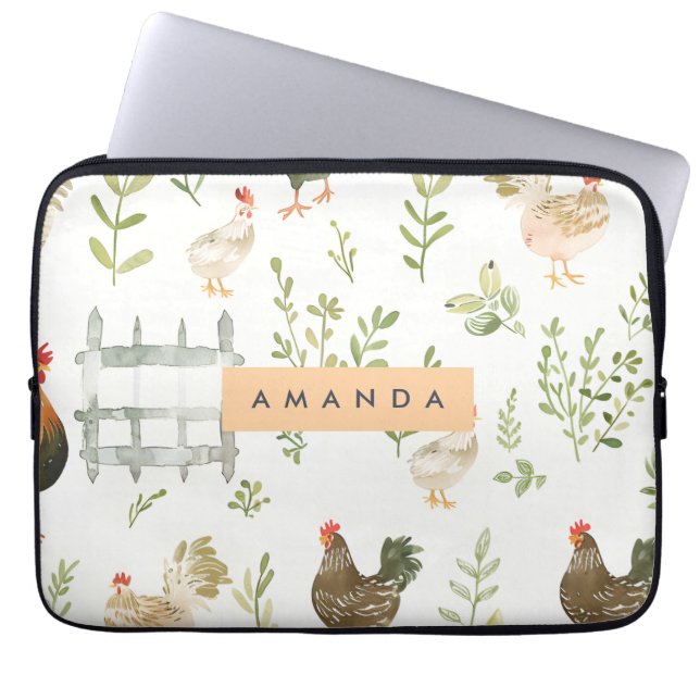 Capa Para Notebook Galinha russa personalizada e verde (Frente)
