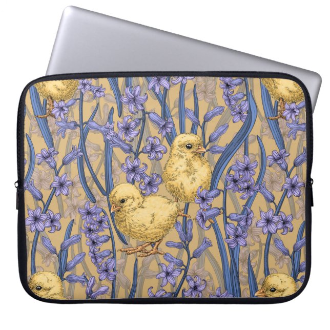 Capa Para Notebook Galinhas e jacintos a amarelo (Frente)