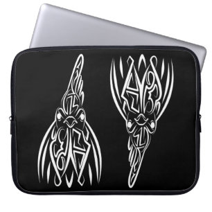 Capa Para Notebook Galo Tribal Negro e Branco