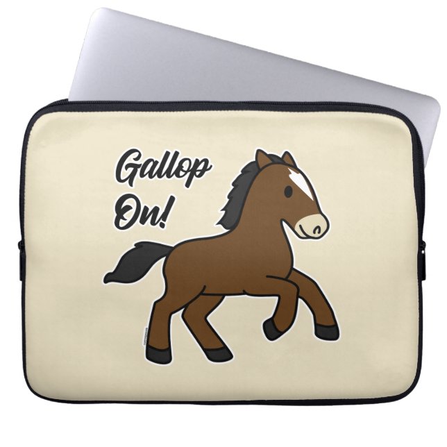 Capa Para Notebook Galope Adorável! Design de Cavalo Kawaii Feliz (Frente)