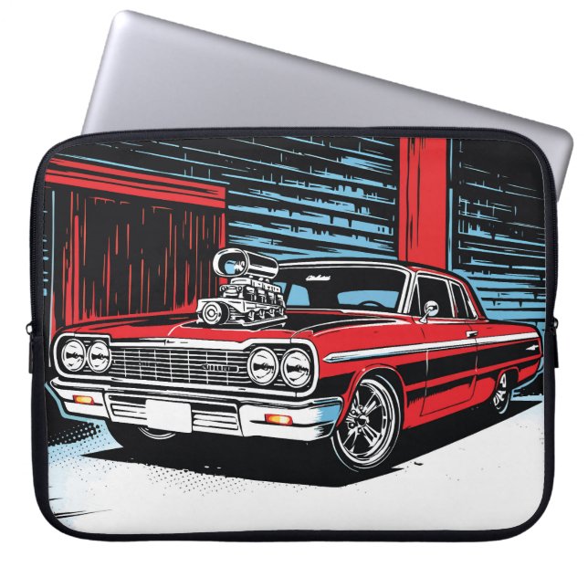 Capa Para Notebook Garage Beast Vermelho Cruiser Arte Pop (Frente)