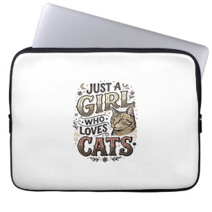 Capa Para Notebook Garota Amante de Gatos Vintage Tipografia Design_1