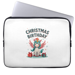 Capa Para Notebook Garota de Aniversário de Natal Vintage Unicórnio F