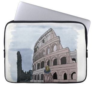 Capa Para Notebook Garota em frente a Colosseum.