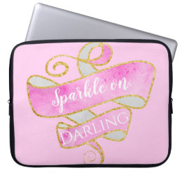 Capa Para Notebook Garota Leve Rosa Dourada Glitter Sparkle Ligada, Q
