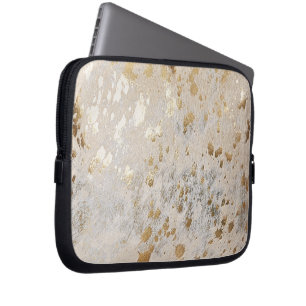 Capa Para Notebook Garota Metálica Dourada Faux Cowhide Impressão-Met