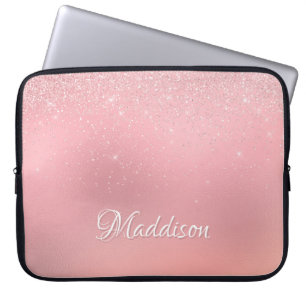Capa Para Notebook Garota Moderna Blush Pink Silver Glitter