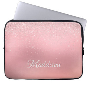 Capa Para Notebook Garota Moderna Blush Pink Silver Glitter