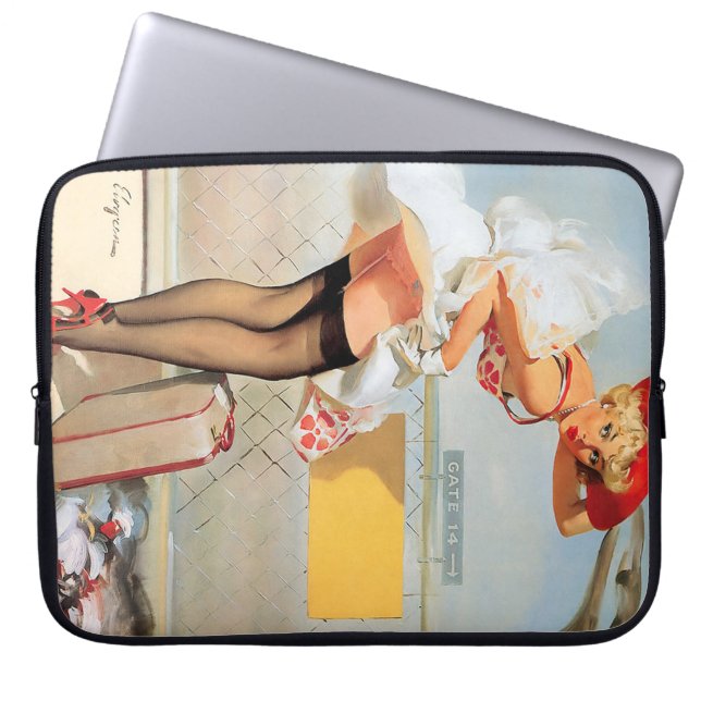 Capa Para Notebook Garota pinup de acidente de bagagem (Frente)