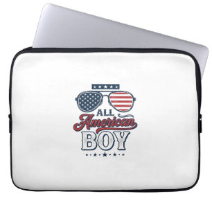 Capa Para Notebook Garoto Americano Óculos de Sol Patrióticos Design