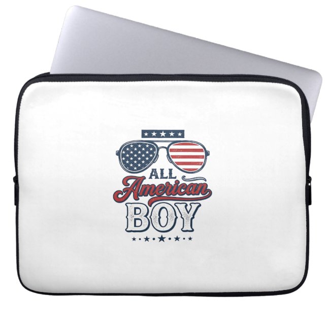 Capa Para Notebook Garoto Americano Óculos de Sol Patrióticos Design  (Frente)