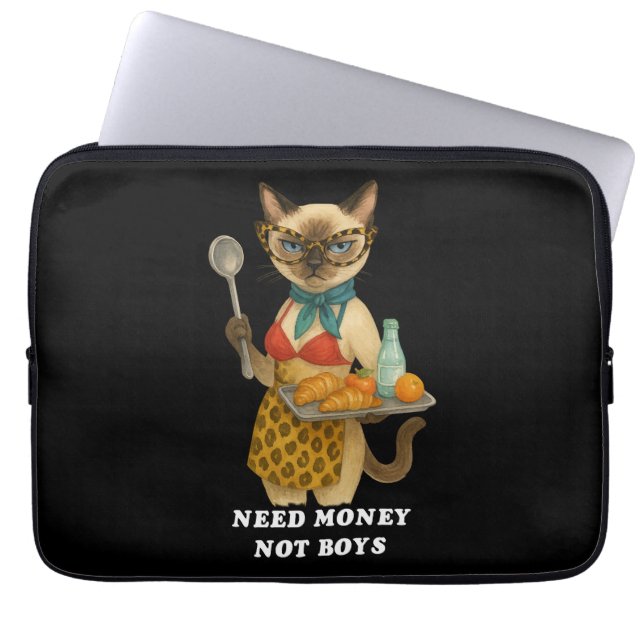 Capa Para Notebook Gata Siamesa Atrevida Senhora do Almoço servindo c (Frente)