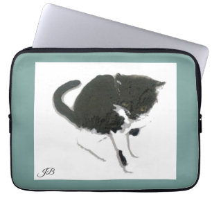 Capa Para Notebook Gatinho branco preto personalizado