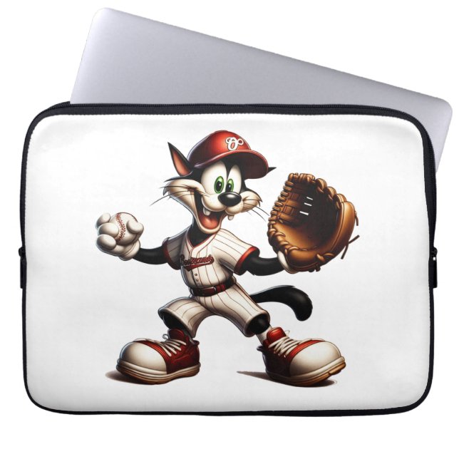 Capa Para Notebook Gatinho De Beisebol Enrola Para Cima (Frente)