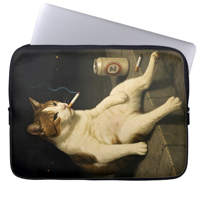 Capa Para Notebook Gatinho de Cigarro Meme Engraçado de Gato Fumando  (Frente)