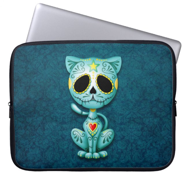 Capa Para Notebook Gatinho do açúcar do zombi, azul (Frente)