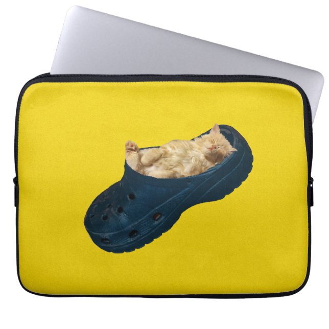 Capa Para Notebook Gatinho Dormindo Na Calçado, Bolsa de laptop (Frente)