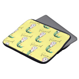 Capa Para Notebook Gatinho Gato-Purê - Design de Gato-Sereia Divertid