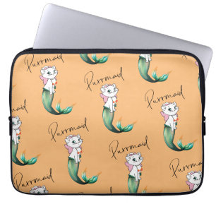 Capa Para Notebook Gatinho Gato-Purê - Design de Gato-Sereia Divertid