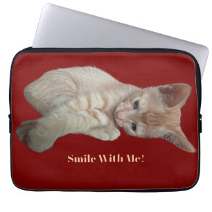 Capa Para Notebook Gatinho Gengibre Engraçado, Personalize Foto e Tex