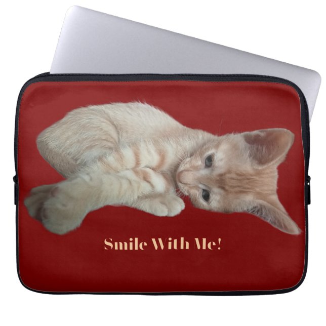 Capa Para Notebook Gatinho Gengibre Engraçado, Personalize Foto e Tex (Frente)