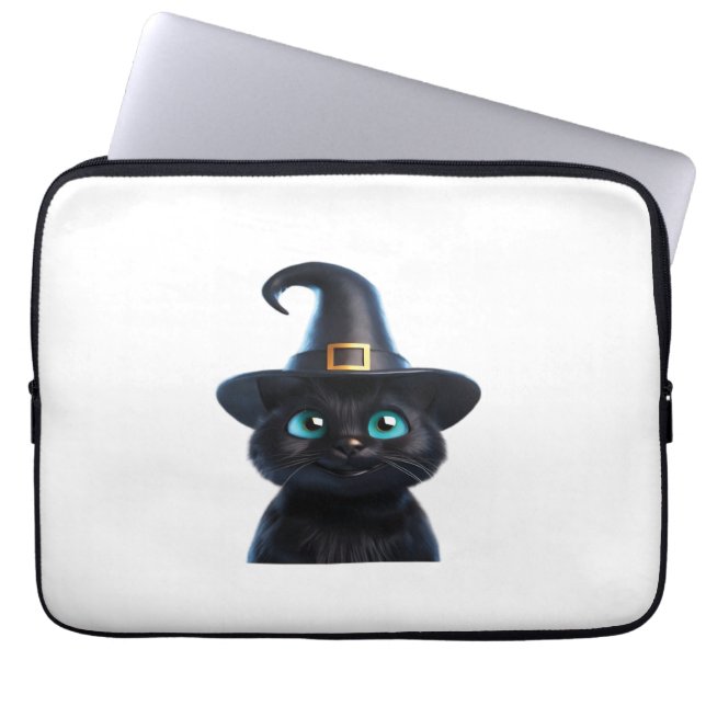 Capa Para Notebook Gatinho Místico - Camisa T Clássica de Gato Hallow (Frente)