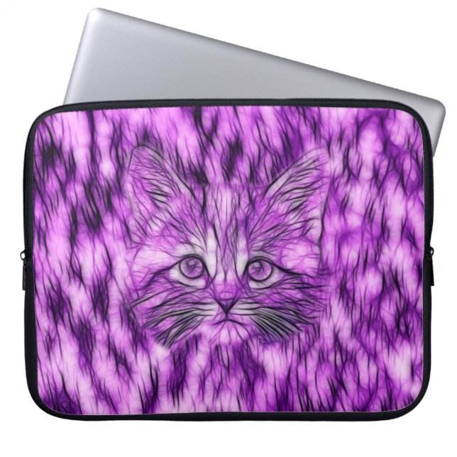 Capa Para Notebook Gatinho roxo bonito e adorável (Frente)