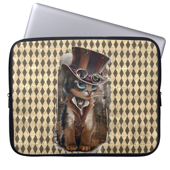 Capa Para Notebook Gatinho Steampunk (Frente)