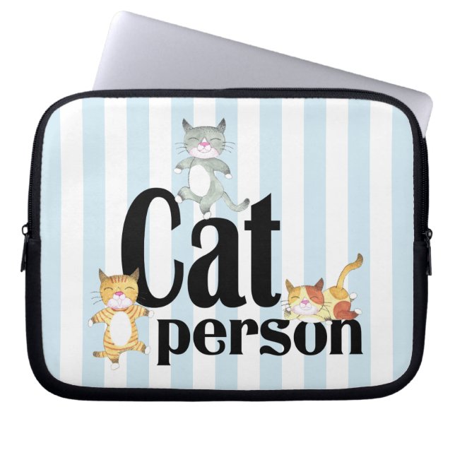 Capa Para Notebook Gatinhos Whimsical de Cat Person em Stripes (Frente)