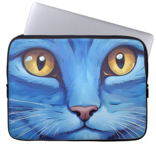 Capa Para Notebook Gato Azul Grande