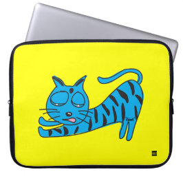 Capa Para Notebook Gato azul preguiçoso a bolsa de laptop de 15