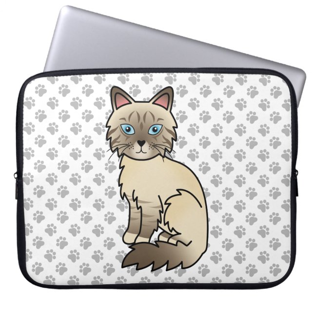 Capa Para Notebook Gato Birman / Ragdoll de Pontos de Chocolate Tabby (Frente)