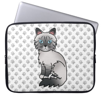 Capa Para Notebook Gato Birman / Ragdoll Malhado de Pontas Azuis & Pa