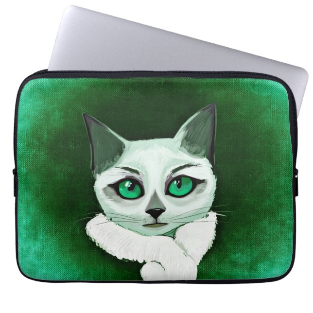 Capa Para Notebook Gato bonito com a bolsa de laptop da atitude (Frente)