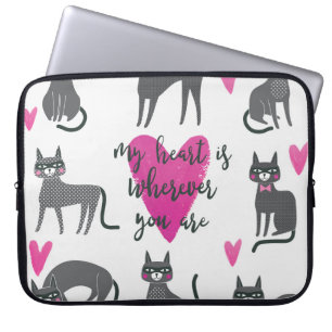 Capa Para Notebook Gato bonito: ilustração com cartazes de amor.