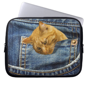 Capa Para Notebook Gato bonito nos jeans faz uma ilusão engraçada