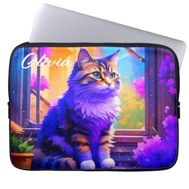 Capa Para Notebook Gato Bonito Sentado em Arte Windows Ai (Frente)