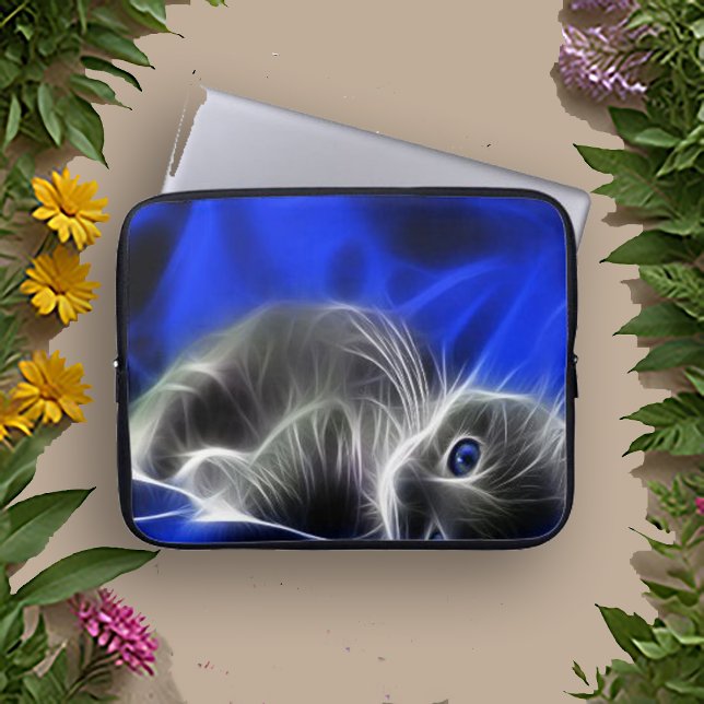 Capa Para Notebook Gato Brilhante Abstrato Azul Místico (Criador carregado)