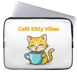 Capa Para Notebook **Gato Café Fofo – Gato Adorável Bebendo Café I