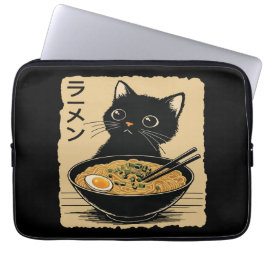 Capa Para Notebook Gato comendo ramen 