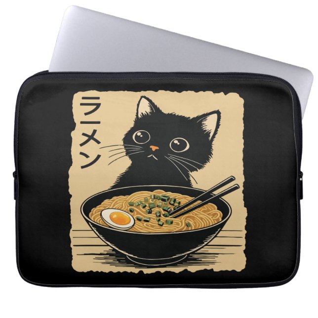 Capa Para Notebook Gato comendo ramen  (Frente)