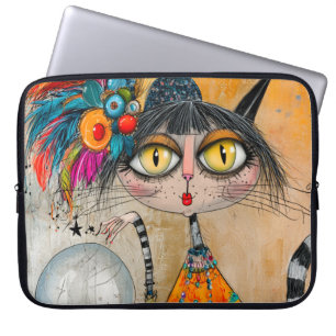 Capa Para Notebook Gato Contador de Sorte Místico Caprichoso