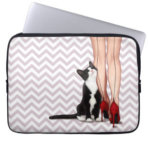 Capa Para Notebook Gato da mulher e do smoking