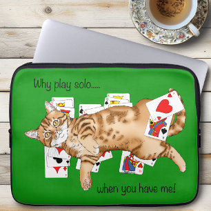 Capa Para Notebook Gato de Cartões de Jogo Solitários