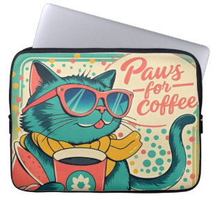 Capa Para Notebook Gato de desenho animado de estilo retrô vestindo v