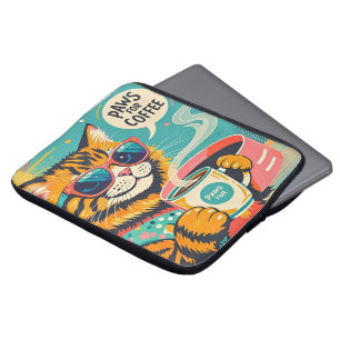 Capa Para Notebook Gato de desenho animado de estilo retrô vestindo v