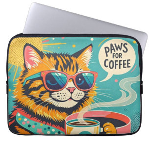 Capa Para Notebook Gato de desenho animado de estilo retrô vestindo v