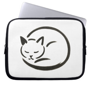 Capa Para Notebook Gato de dormir minimalista - Design de pincel de t